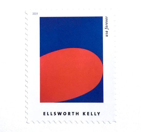 100 Modern Art Forever Stamps // Artist Ellsworth Kelly Postage Stamps // Blue & Red Art Forever Stamps for Mailing